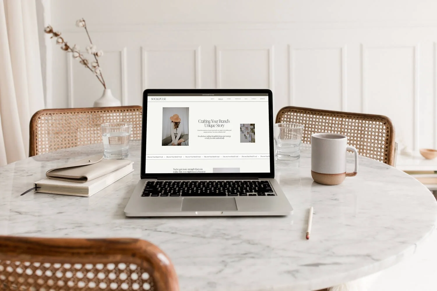 squarespace website template with laptop on the table