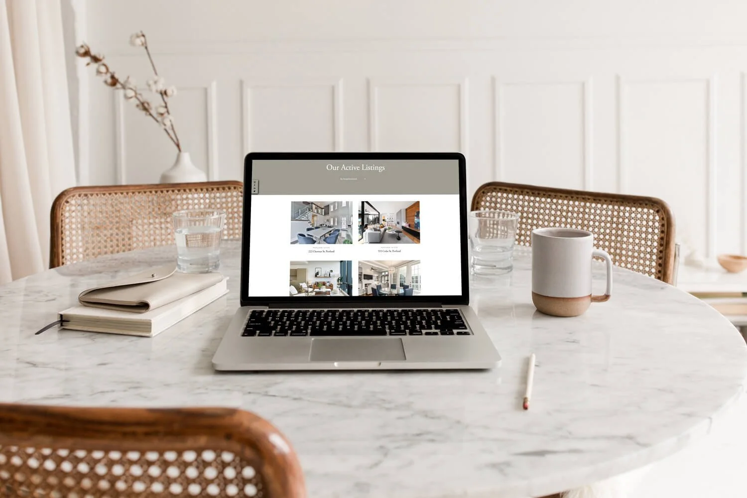 squarespace 7.1 website template with laptop on a table