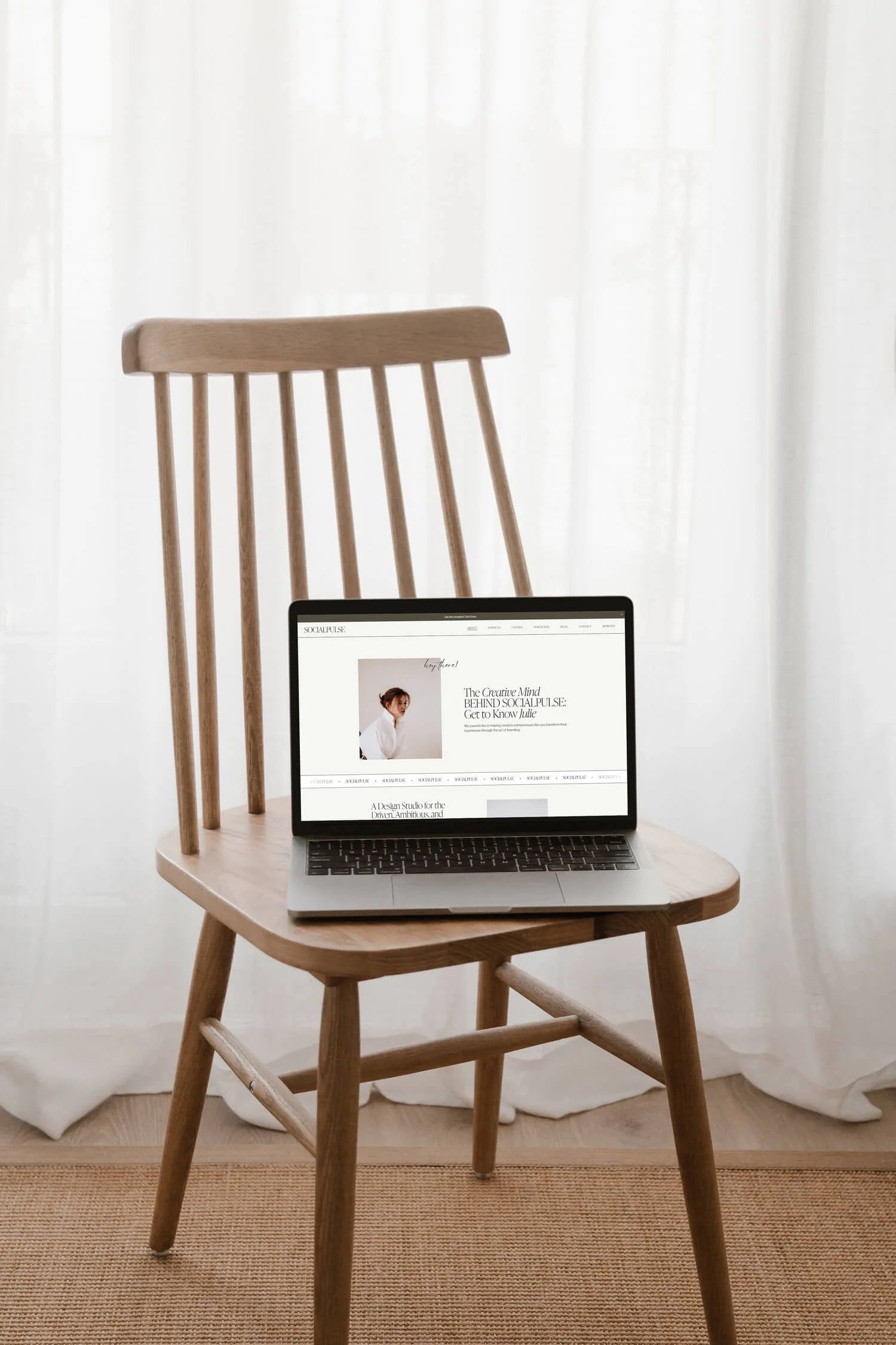 coach website template with laptop on a chair