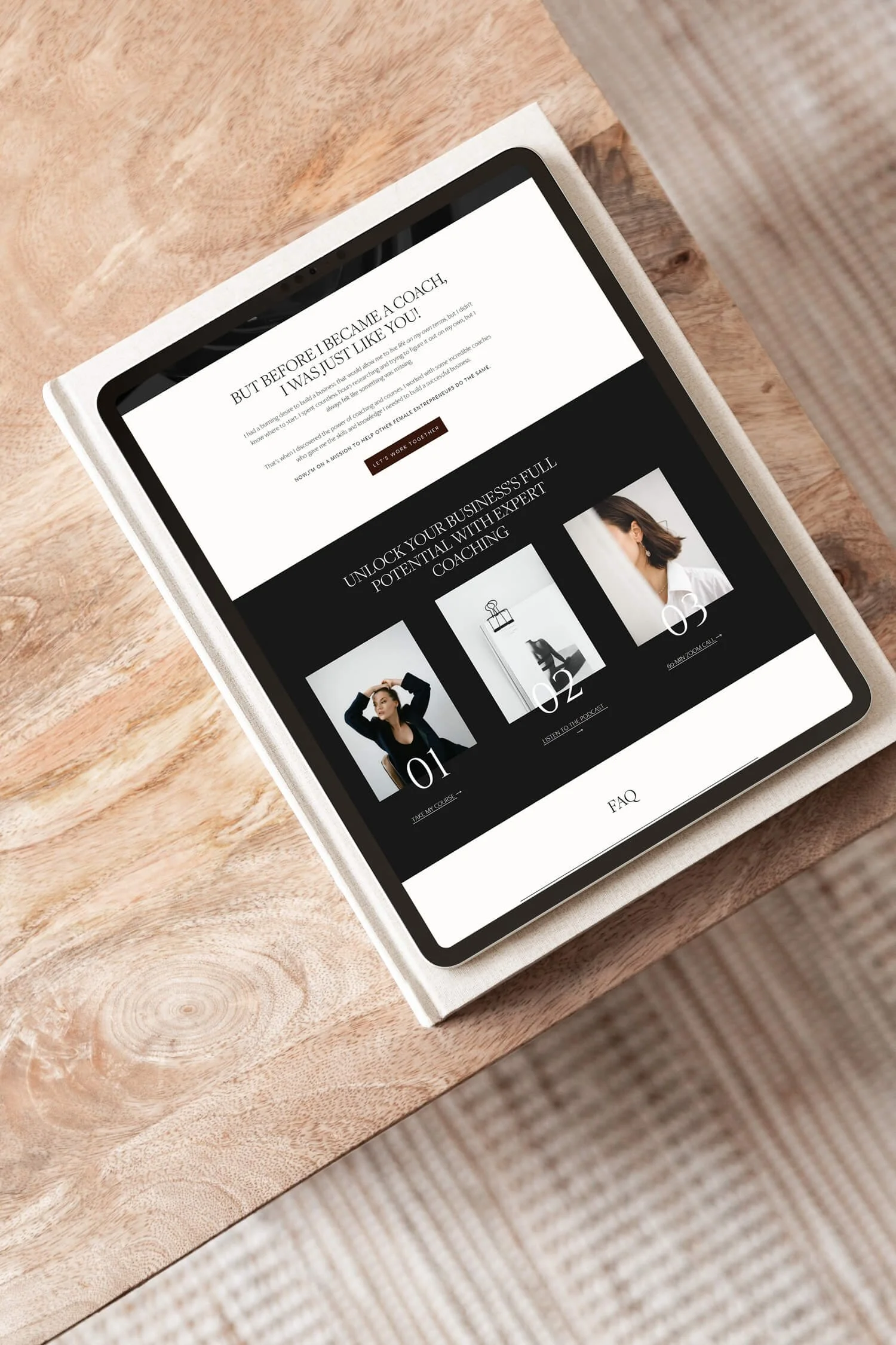 abigail squarespace 7.1 website on an Ipad