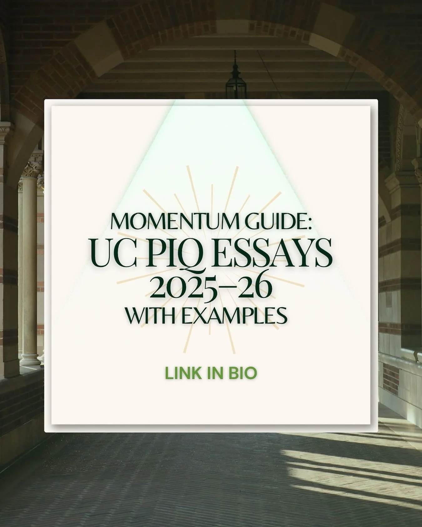 ✨ New Resource Drop! ✨
Our UC PIQ Essay Guide (2025&ndash;26) is live 🎉 &mdash; packed with examples, strategies, and tips to make your essays stand out.

If you&rsquo;re applying to the UCs, this is your roadmap to writing powerful, authentic respo