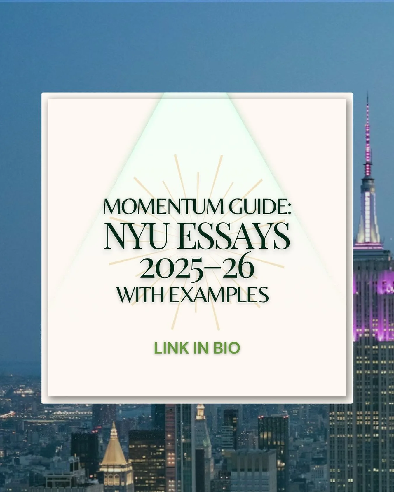 📍 Dreaming of NYU? 🗽
Your essays are the key to standing out in the city that never sleeps.

Our NYU Essay Guide (2025&ndash;26) is here &mdash; complete with examples, strategies, and insider tips to help you craft a response that actually sounds 