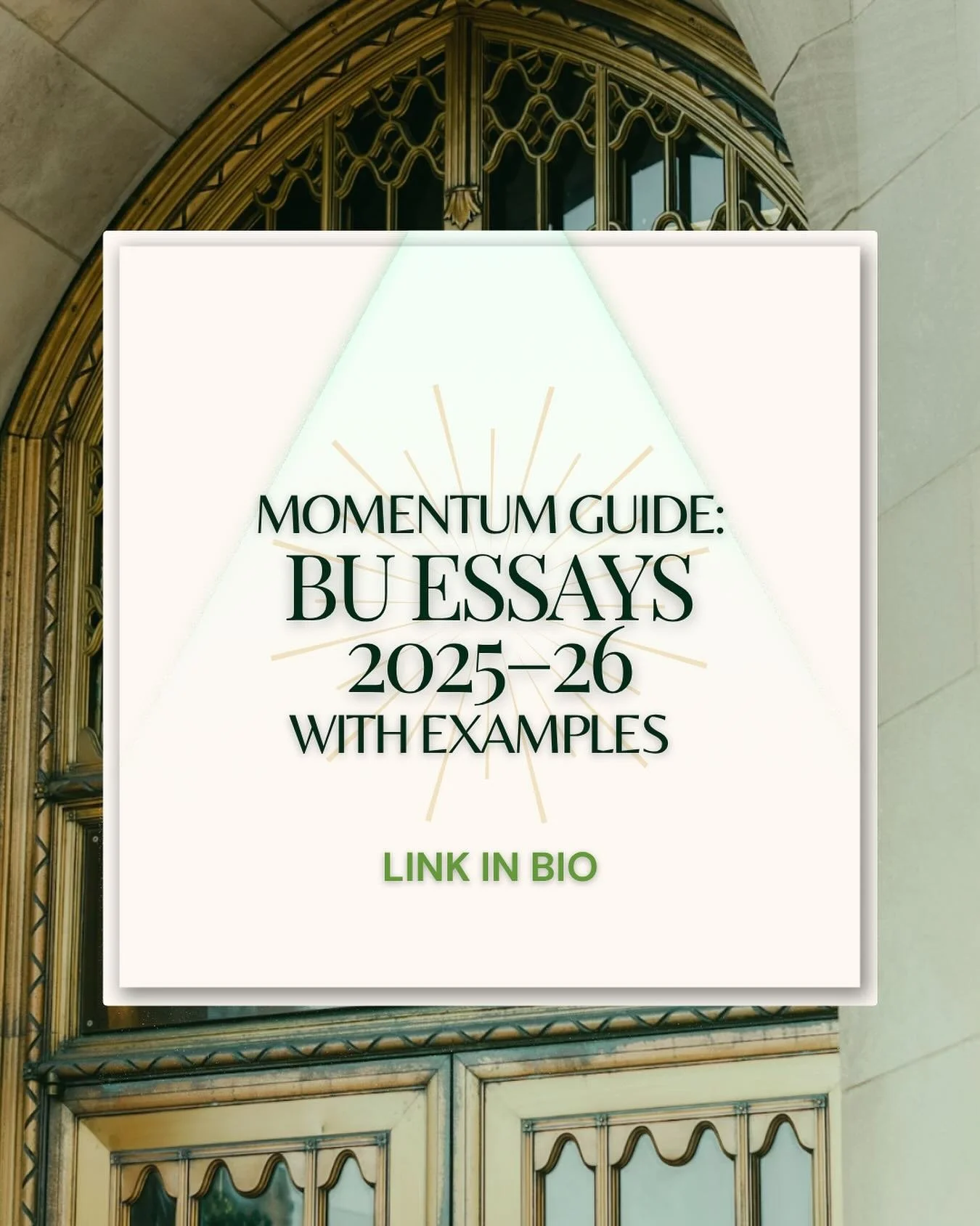 🎓 Ready to ace your BU essays?
Check out our 2025–26 Momentum Guide with real examples that stand out!
✨ Link in bio — your BU story starts here.
#BUEssays #CollegeEssays #BostonUniversity #EssayTips #CollegeAdmissions #MomentumGuide