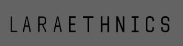 Logo de Lara Ethnics avec le nom en texte noir sur fond blanc.