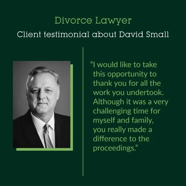 Client testimonial about our Divorce Lawyer, David Small