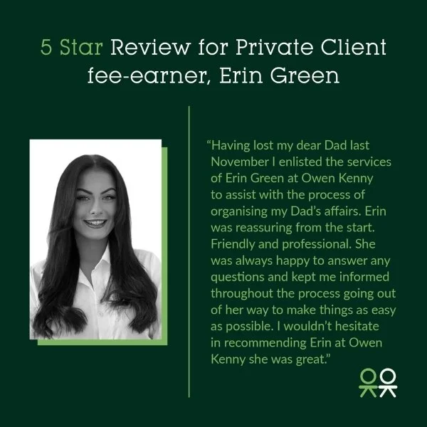 5 Star Review for Private Client fee-earner, Erin Green