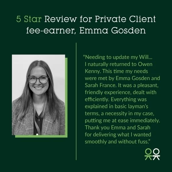 5 Star Review for Private Client fee-earner, Emma Gosden