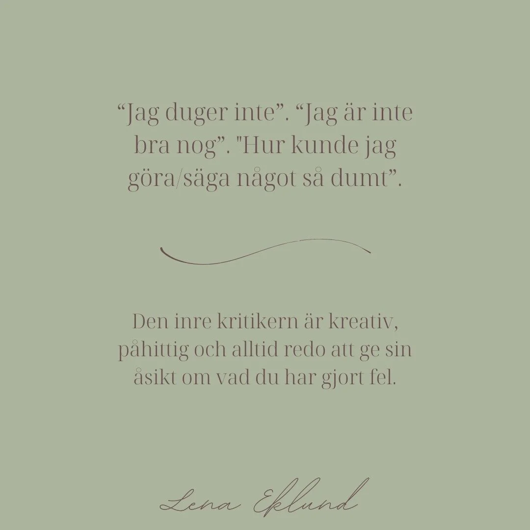 Den inre kritikern, den inre domaren eller en inre r&ouml;st som gestaltar en eller flera personer som uttrycker sig kritiskt gentemot dig sj&auml;lv. Den inre kritikern har m&aring;nga skepnader, men gemensamt kan den tyckas ha endast ett m&aring;l 
