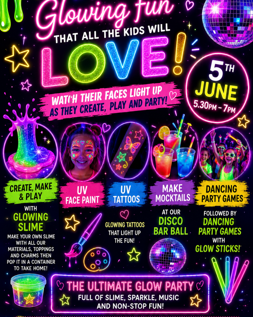 FULLY BOOKED- Glow Slime Party