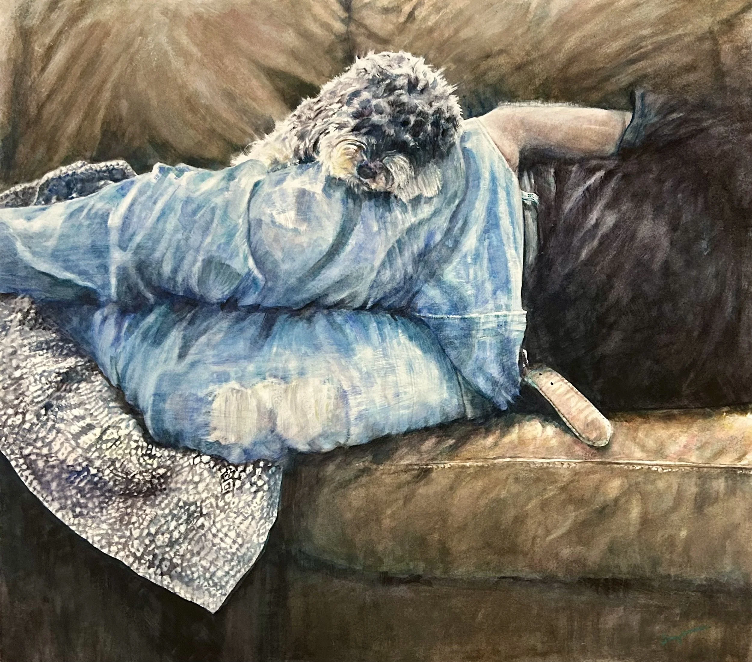 “Sunday” was accepted into the 2026 National Watercolor Exhibition at Mark Arts. My sincerest thanks to juror Richard Sneary for appreciating my voice, and to Mark Arts for hosting this important event. 
About this piece: A teenager’s trunk and legs 