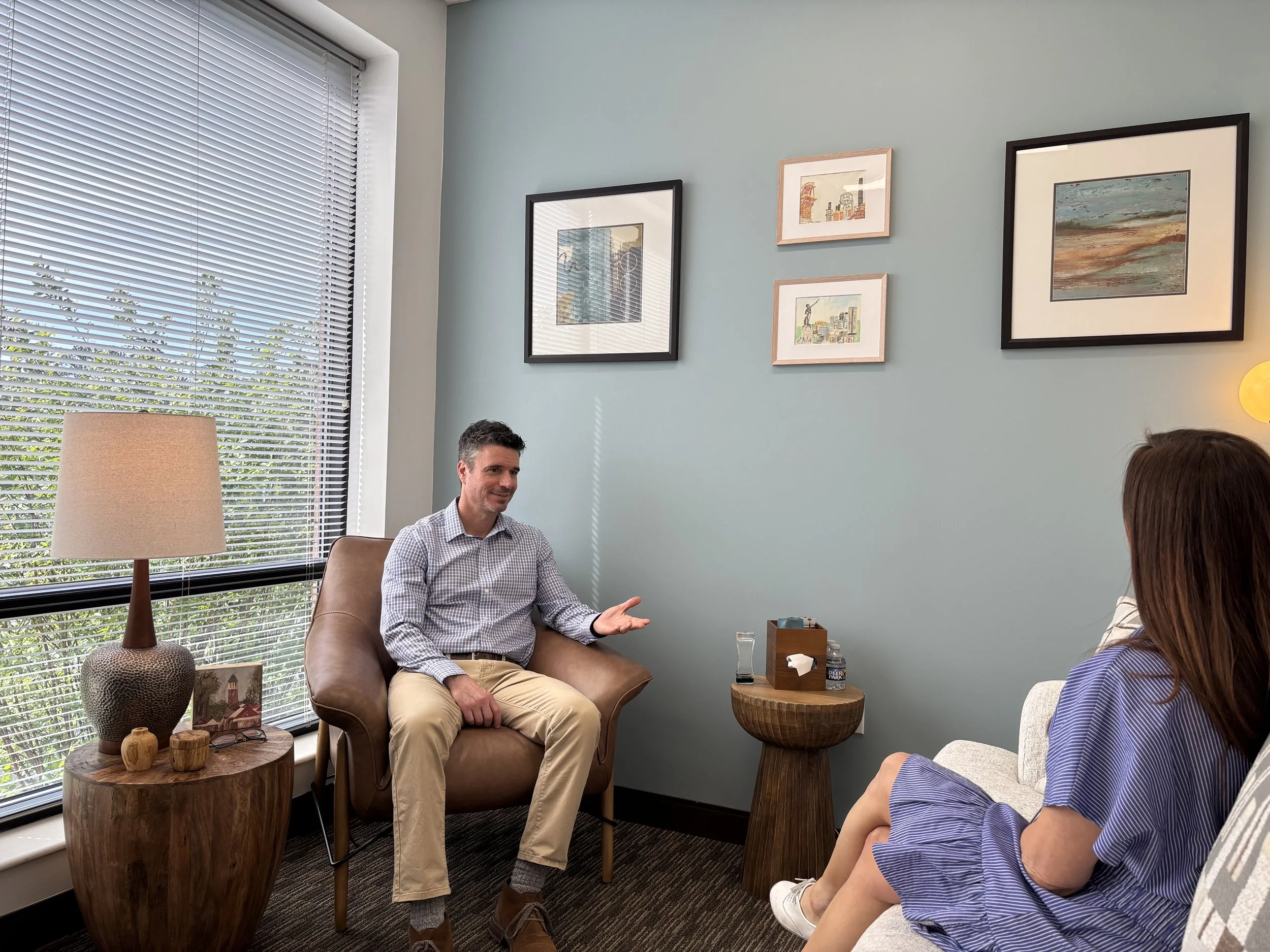Brion Carlson, male LPC therapist, in session — TherapyWorks Birmingham