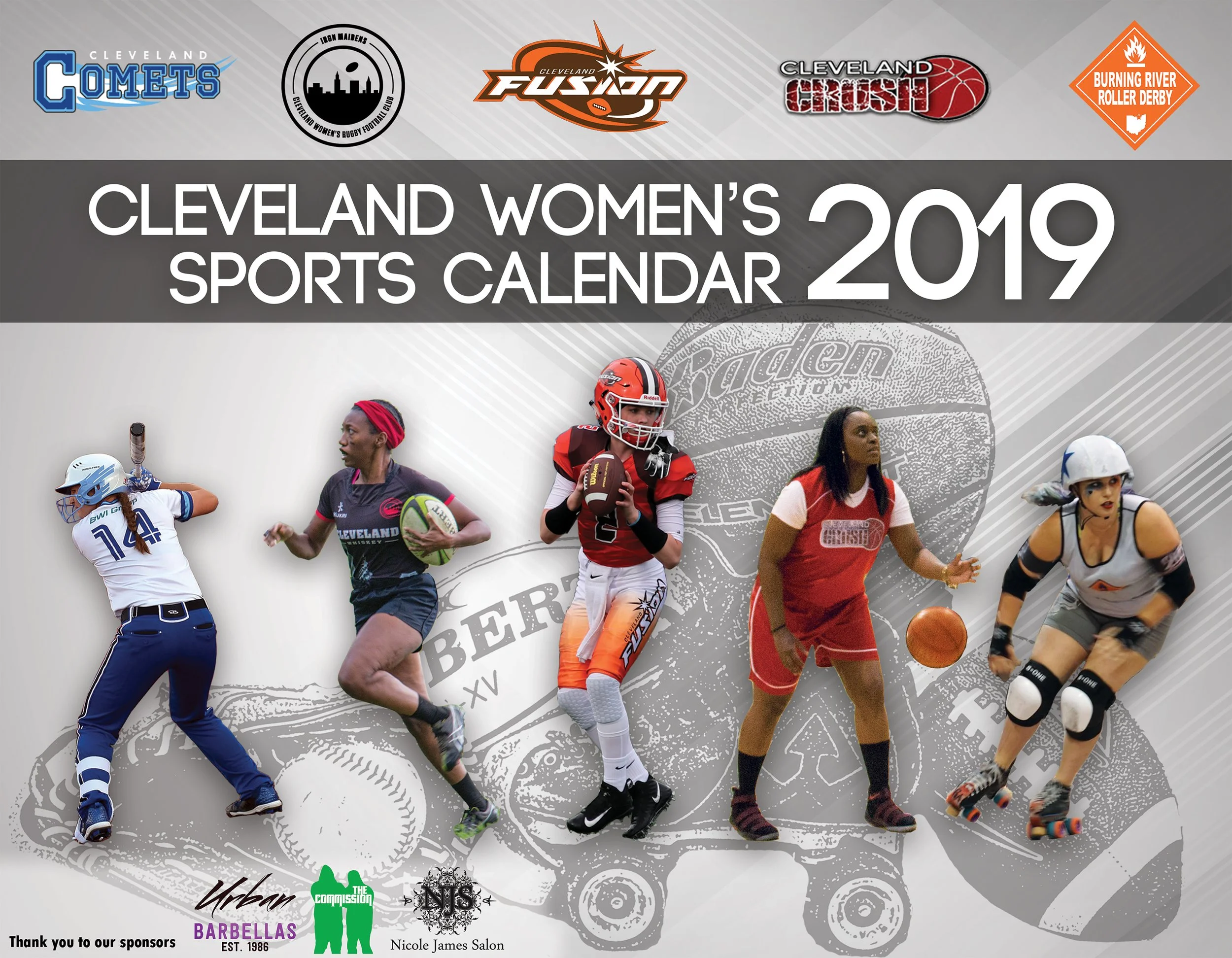 The cover art for the 2019 Cleveland Women's Sports calendar.