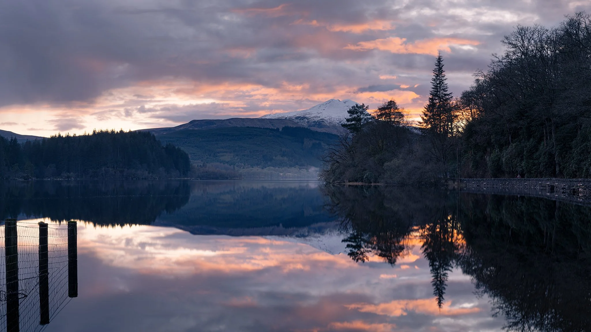 Loch Ard and a Snowy Ben Lomond