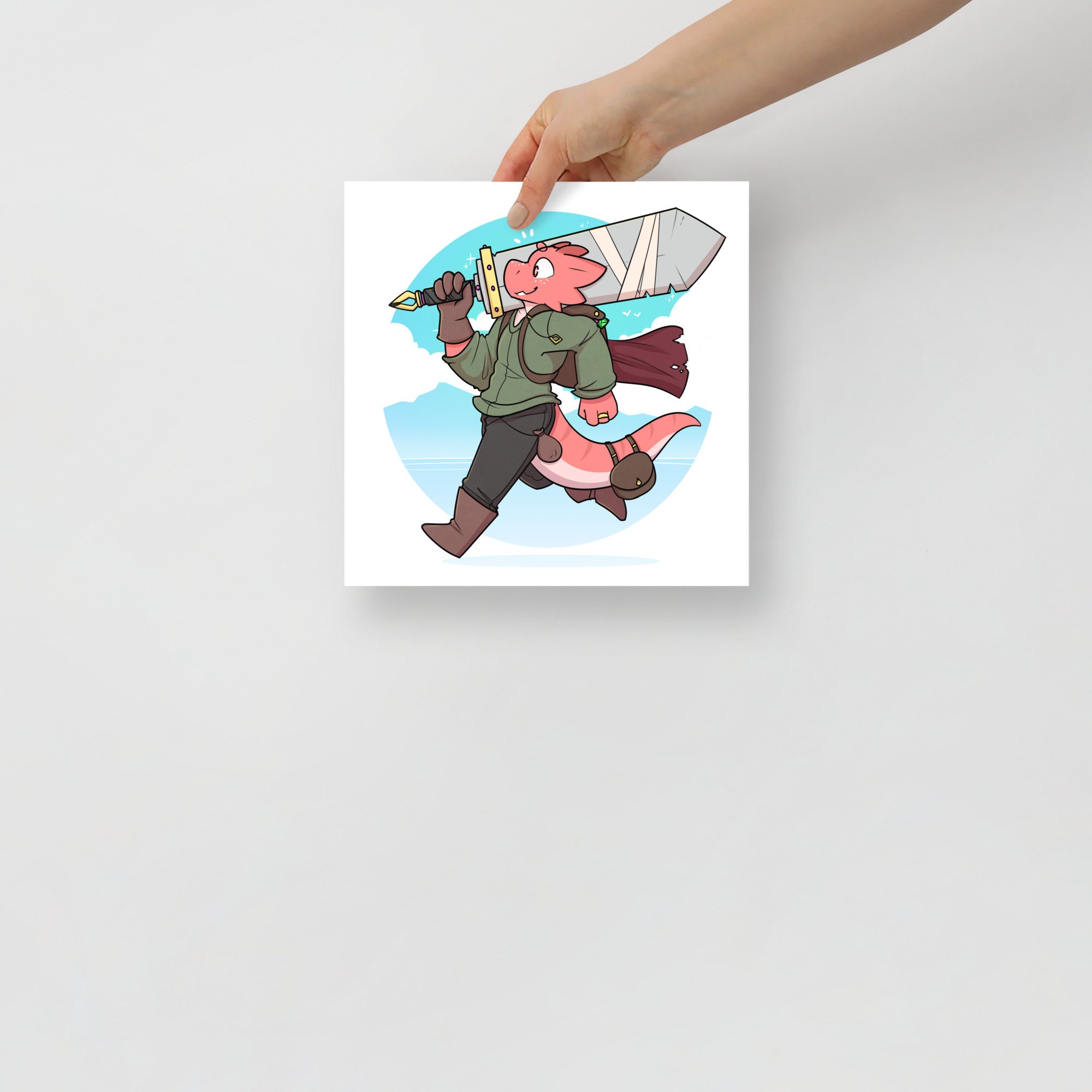Tiny Kobold, Big Sword (red) Poster - Kobold Shop