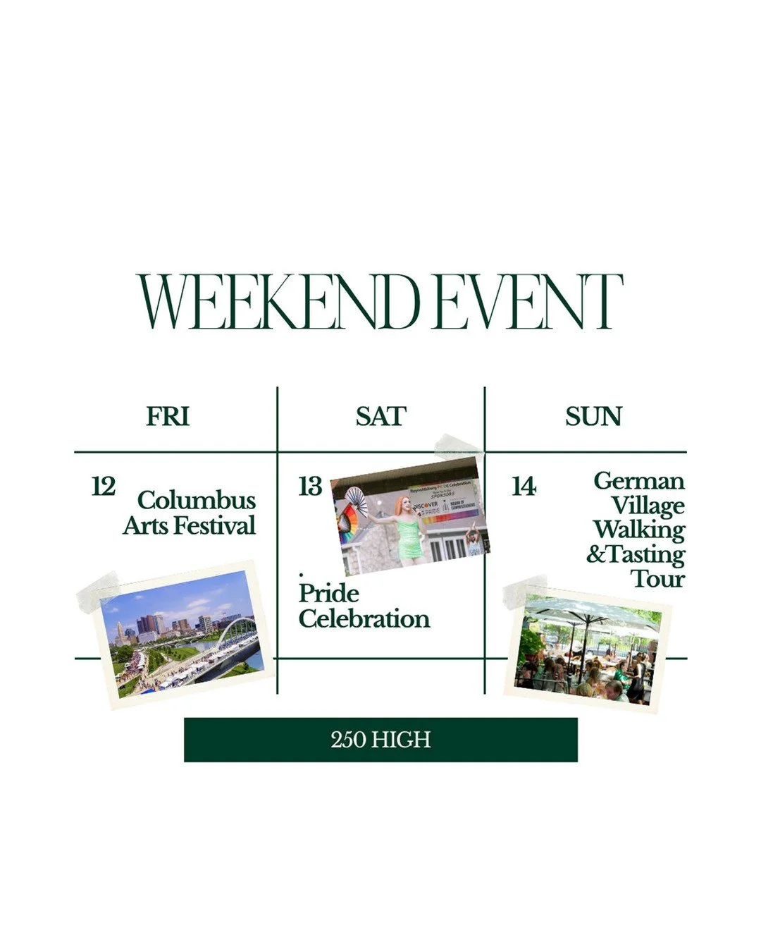Events happening in Columbus this weekend 📅

Downtown 2026 Columbus Arts festival from June 12-14
Pride Celebration- 1520 Davidson DriveReynoldsburg, OH 43068- 4pm-8pm
Walking and Tasting- 1069 Jaeger St.Columbus, OH 43206- 2pm-5:30pm