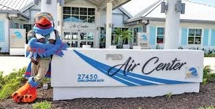 Curtis, PGD mascot, outside PGD Air Center location of Suncoast Biplanes offices. Most flights leave from here.