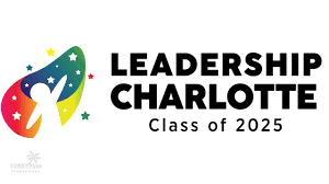 Leadership Charlotte logo with colorful rocket and stars, and text 'Leadership Charlotte Class of 2025'