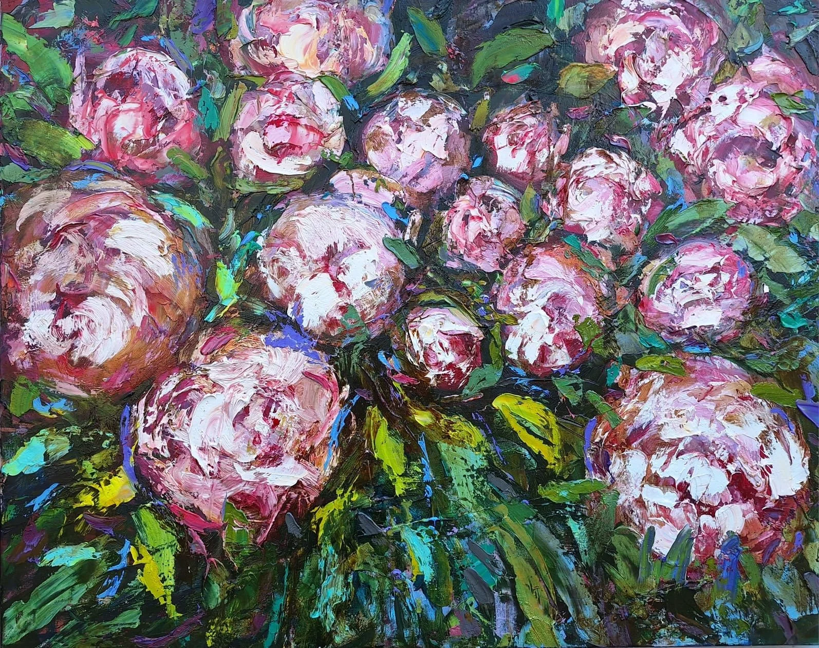 "Pfingstrosen"2024, 80x100 Öl auf Leinwand 