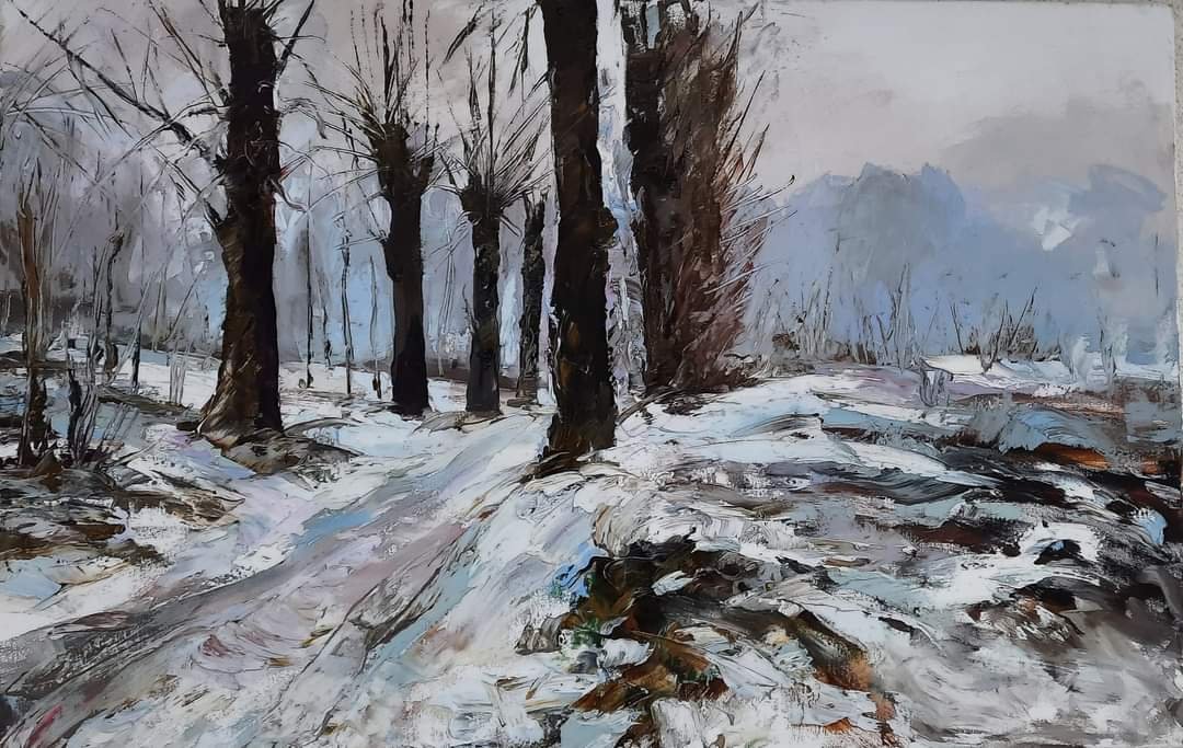 "der Beginn des Frühlings"  2022, 75x115 Öl auf Leinwand 