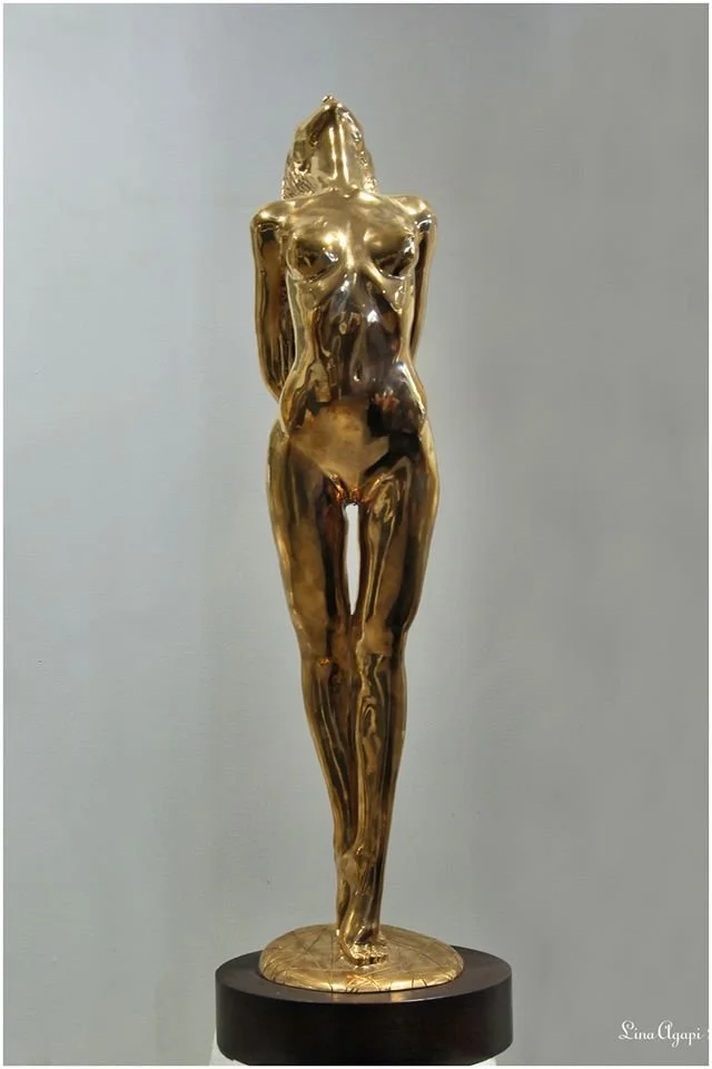 "Dana" 90x30x30 cm, polierte Bronze 