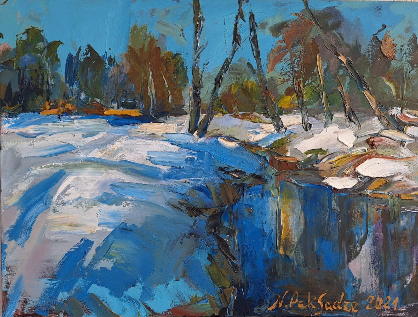 "Weg zum See" 2021, 60x80 Öl auf Leinwand 