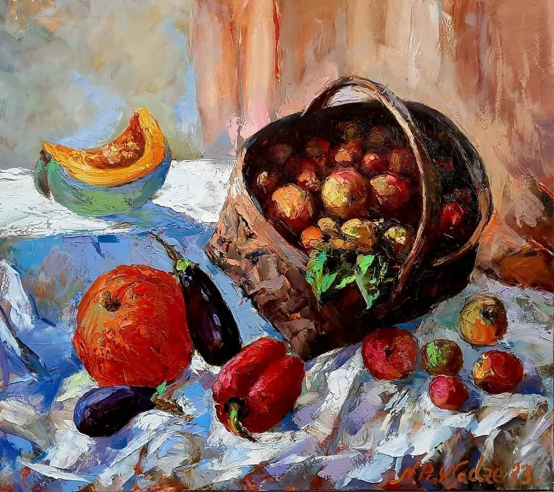 "Herbsternte" 2023, 90x100 Öl auf Leinwand 