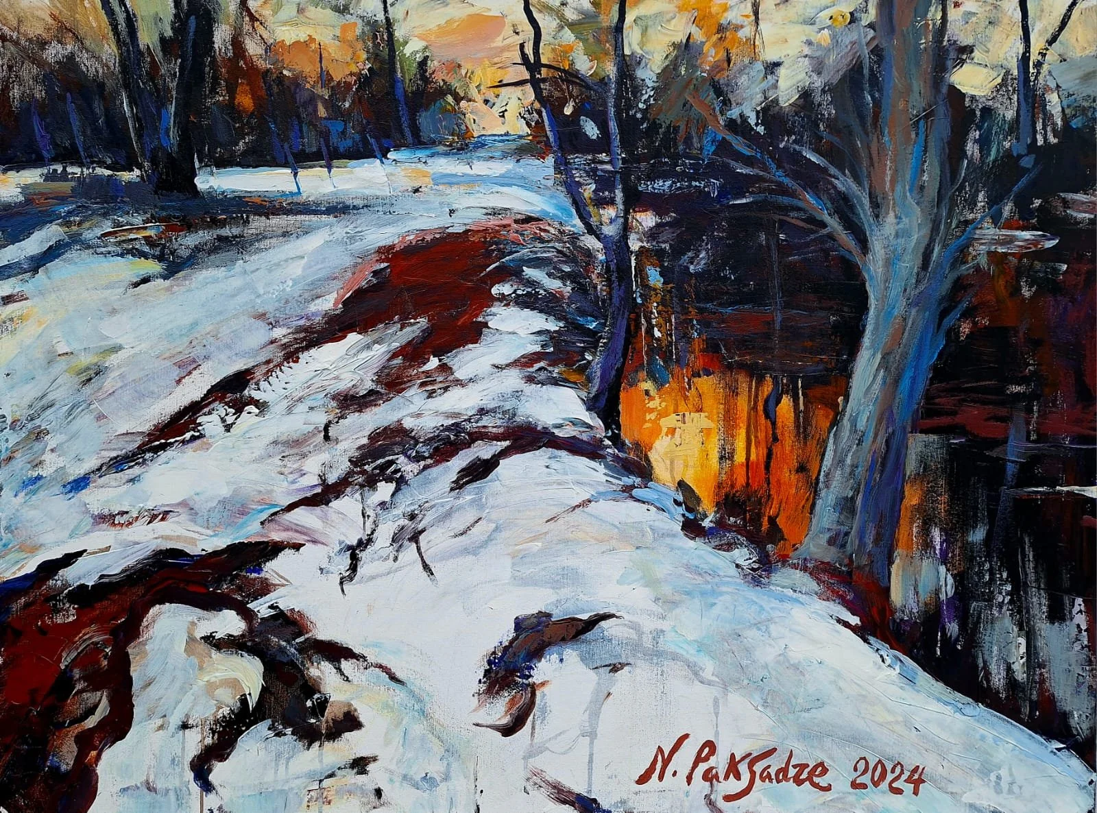 "Abend" 2024, 90x120 Acryl auf Leinwand 