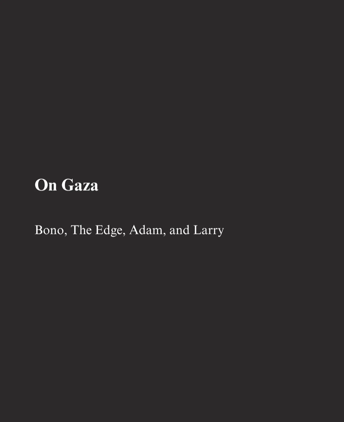 Firmly standing with our longtime clients and partners @one and @u2 and the people of #Gaza
