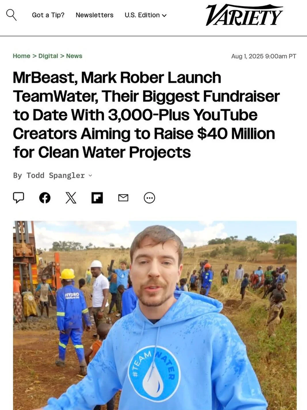 By 2040, up to 4.5 billion people could be experiencing water scarcity. But the water crisis is solvable. Enter the largest #creator collab in history, led by #MrBeast, activating creators in over 80 countries and with an ambition to mobilize #40Mill