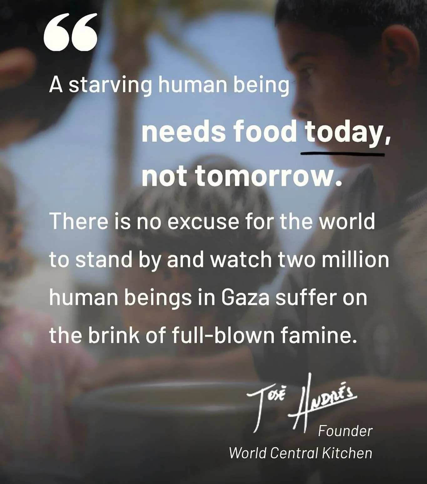 We continue to stand with @unicef, @wckitchen, @doctorswithoutborders (MSF) and all our impact partners worldwide calling for an end to this cruel war — food, fuel and medicine should never be used as weapons, and we must always protect the mos