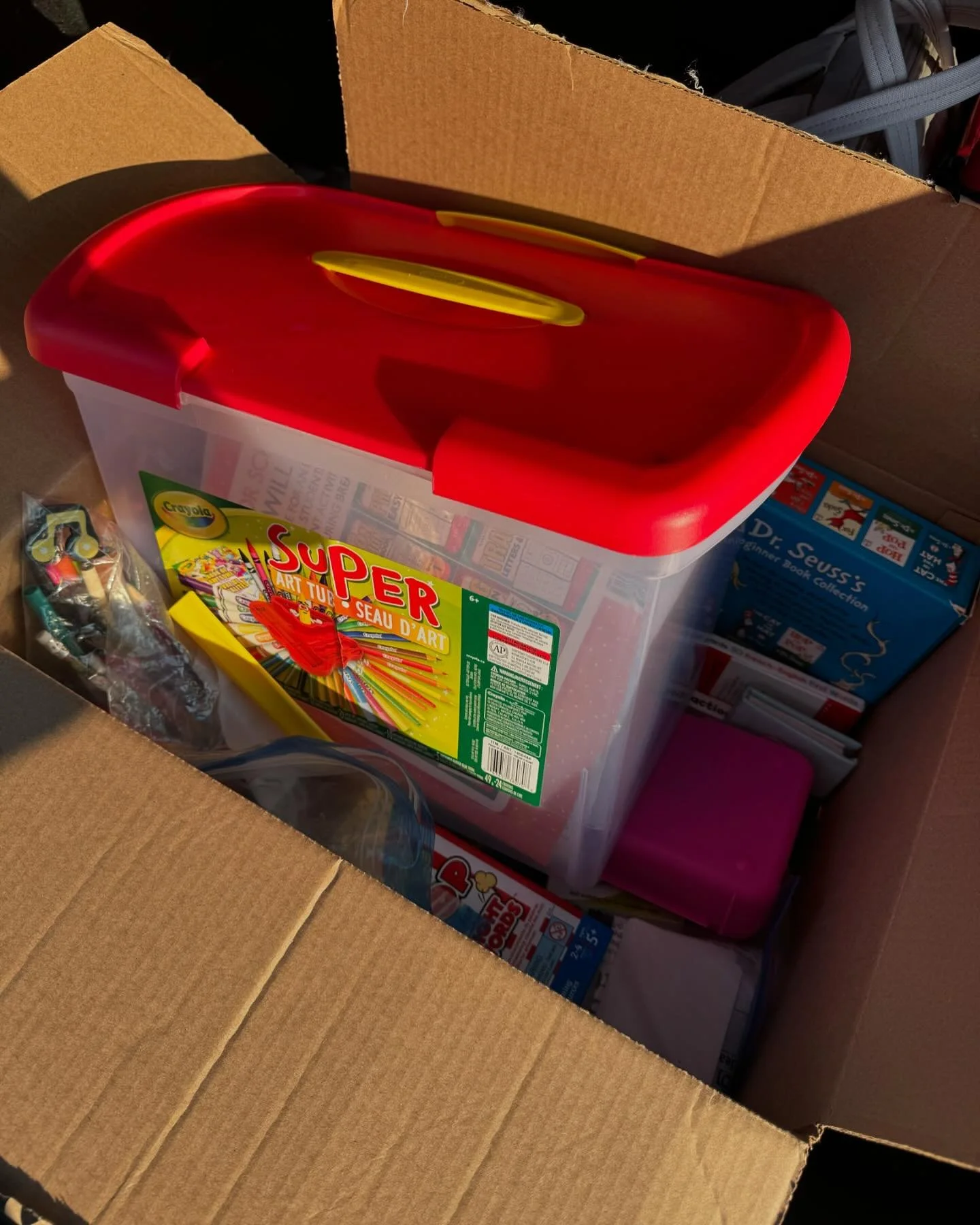 A big thank you to @zahra_vj !!! Through all the chaos at morning drop-off, she still manages to carry this huge box of incredible resources! All items have already found a loving home. We truly appreciate your support, Zahra, Aiden and Ayla! ❤️🙏 
A