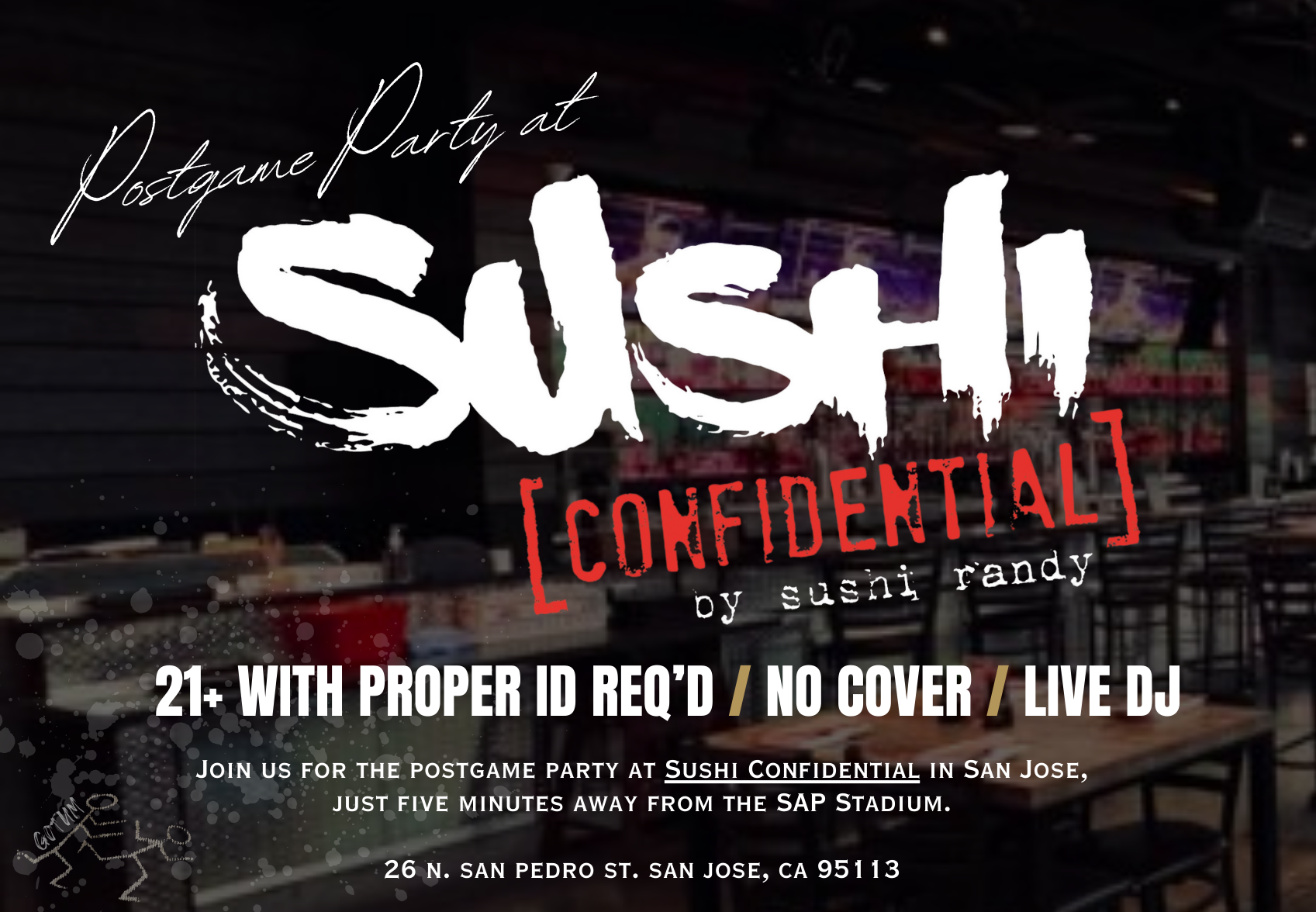 Jumbotron full screen graphic made for the Bay Area Panthers official post-game parties at Sushi Confidential. The Bay Area Panthers is an Indoor Football League team.