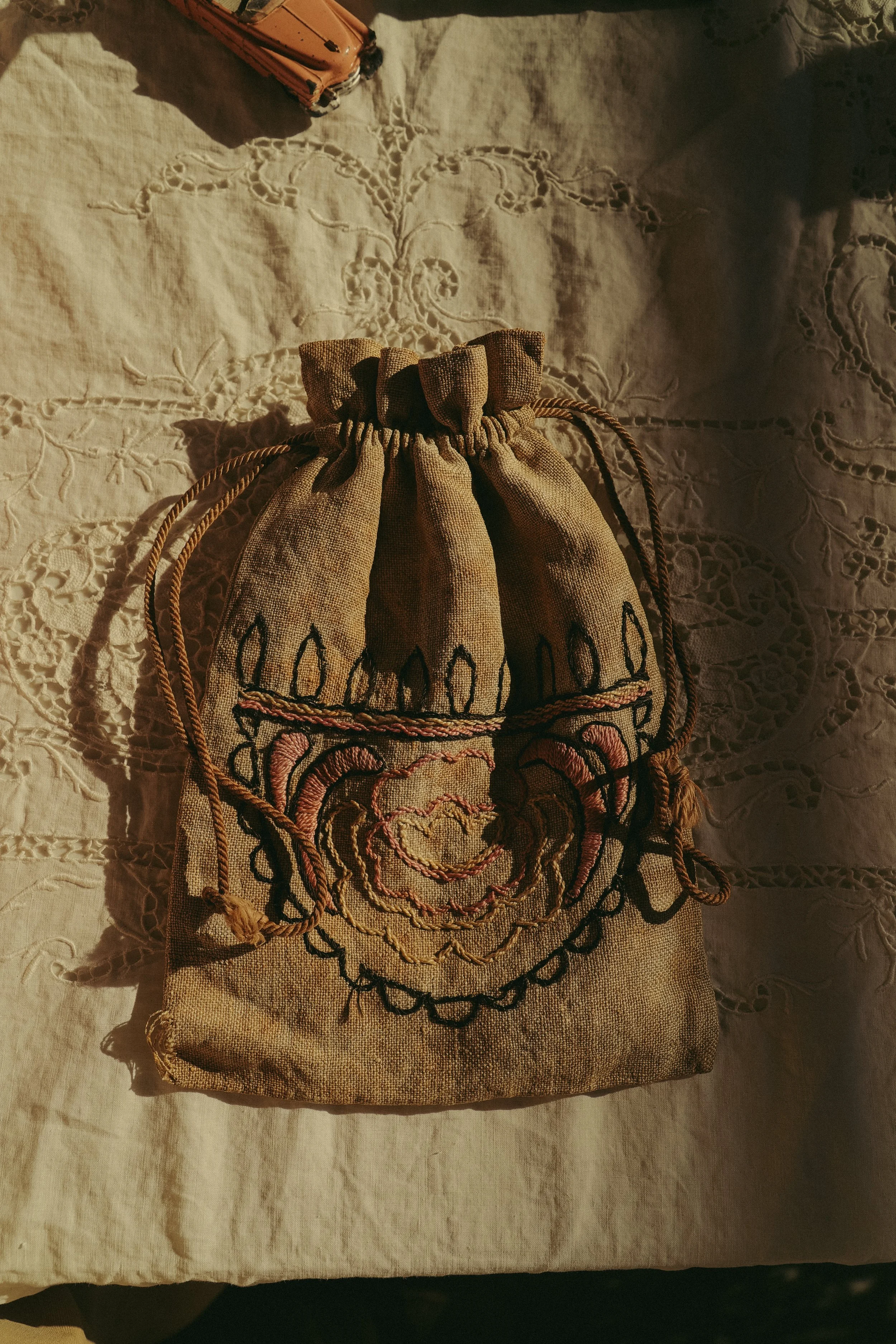 Hearth Bloom Drawstring Pouch