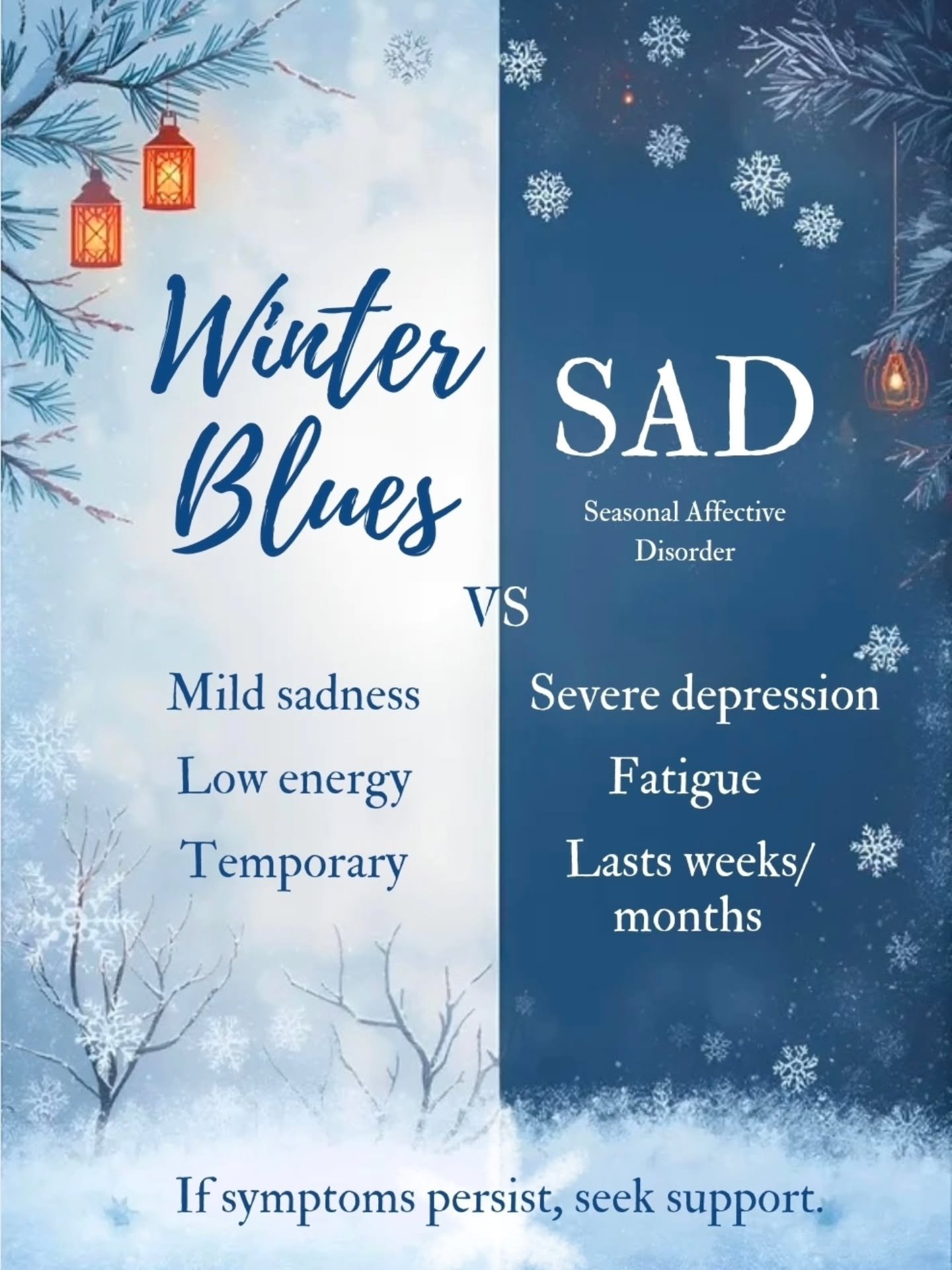 Check out our newest blog post on seasonal affective disorder and winter blues. Link in bio!