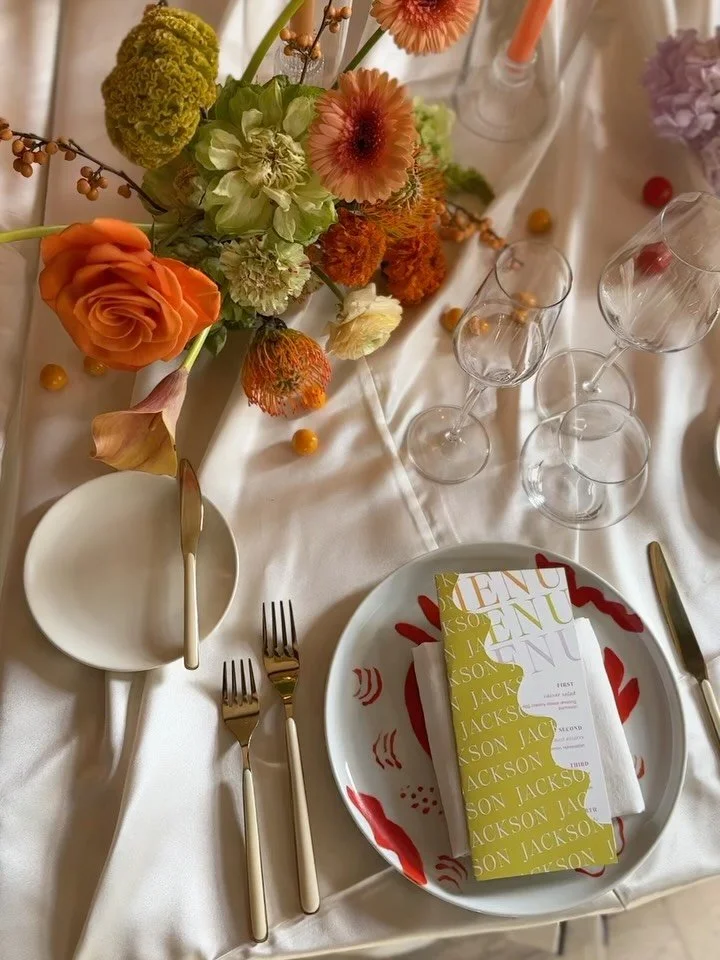 Loving all the layers this table has to offer.

For the couples who aren&rsquo;t afraid of colour, who lean into it, trust it, and trust me to bring it all to life &mdash; this one&rsquo;s for you. 

Colour blocked juicy reds, burnt oranges, soft lil