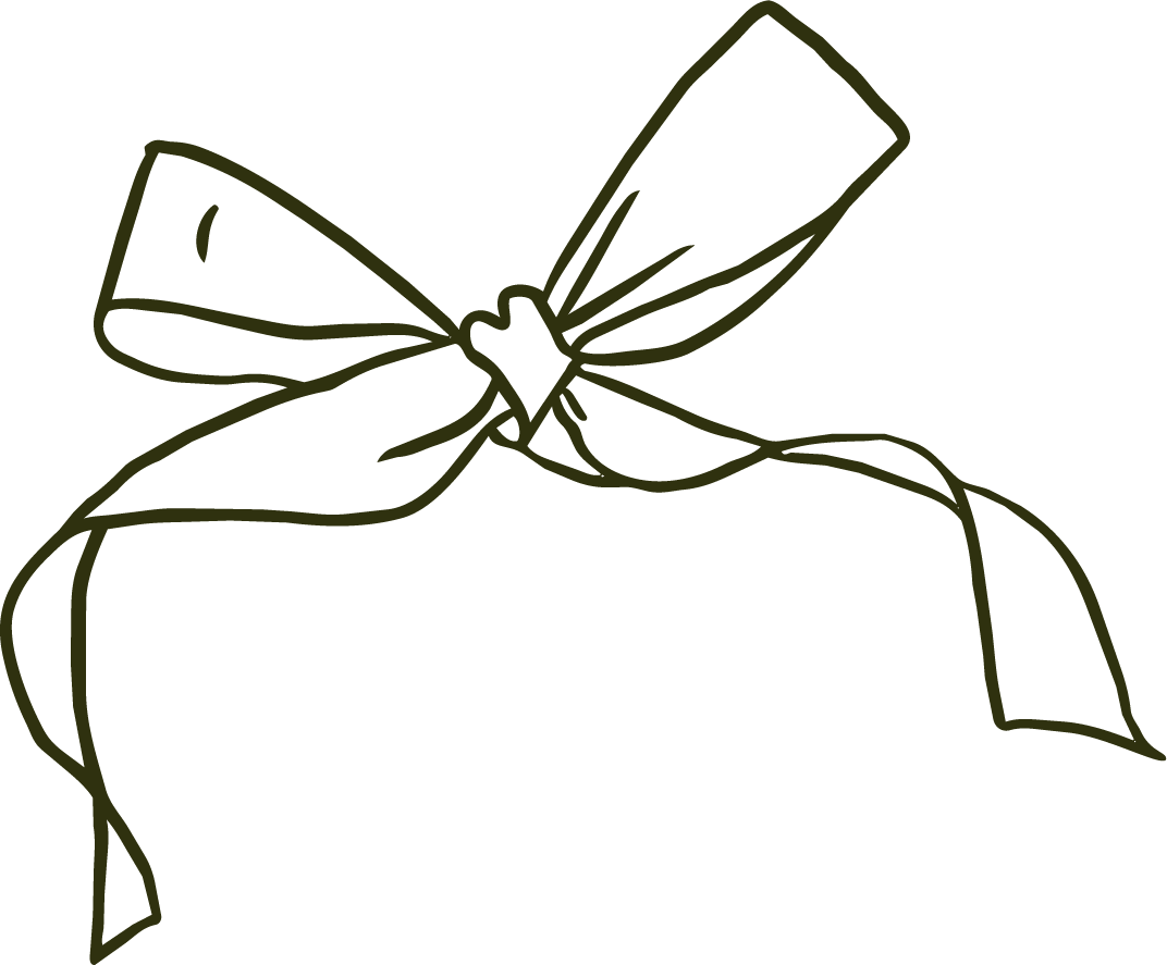 Outline drawing of a gift box wrapped with a ribbon and bow for wedding, elopement, couples and family photographer in Eastern Ontario.