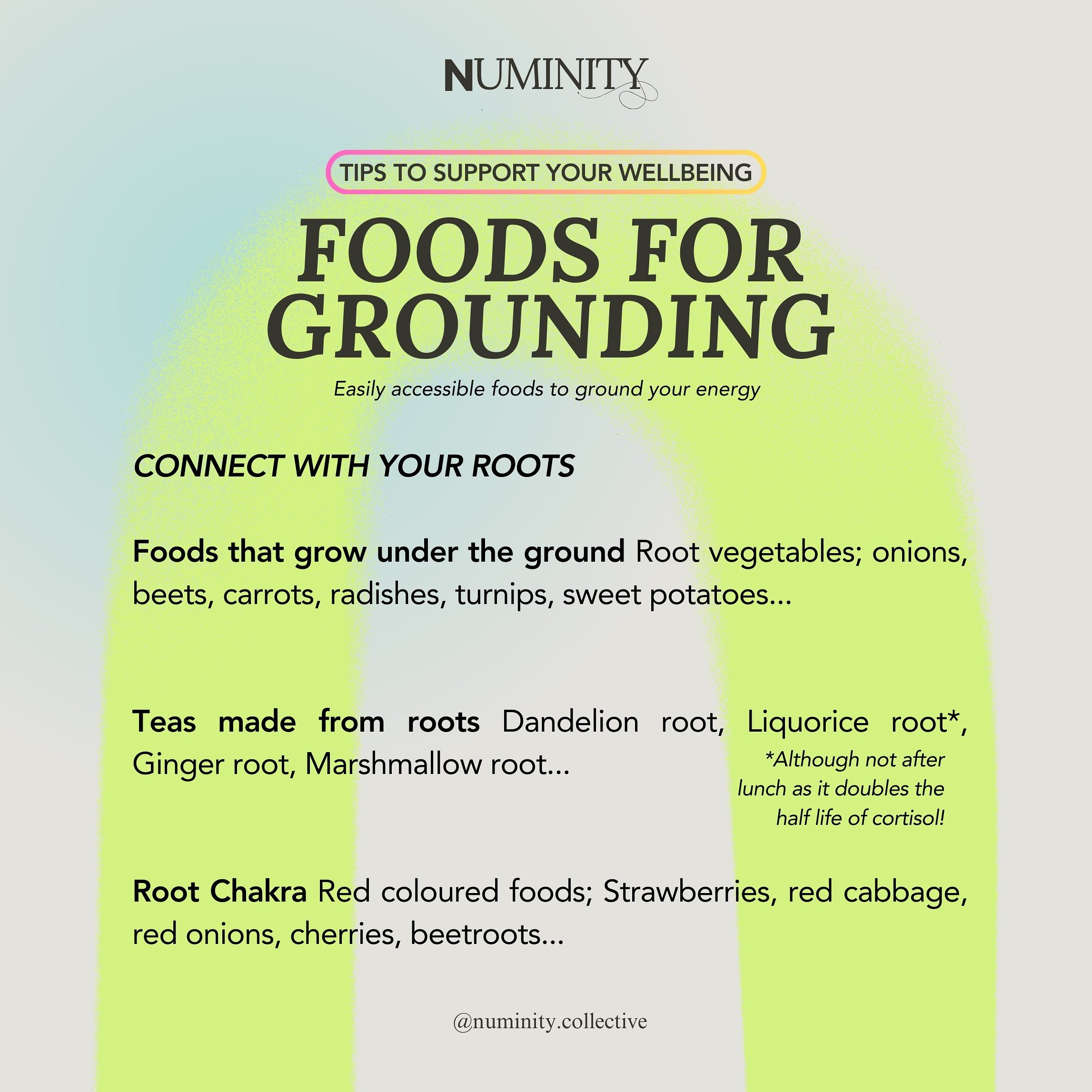 📌Save this post 

FOODS FOR GROUNDING &bull; Connect with your roots! 

Do you have any favourite foods to ground? Comment below! 

#tipstosupportyourwellbeing
