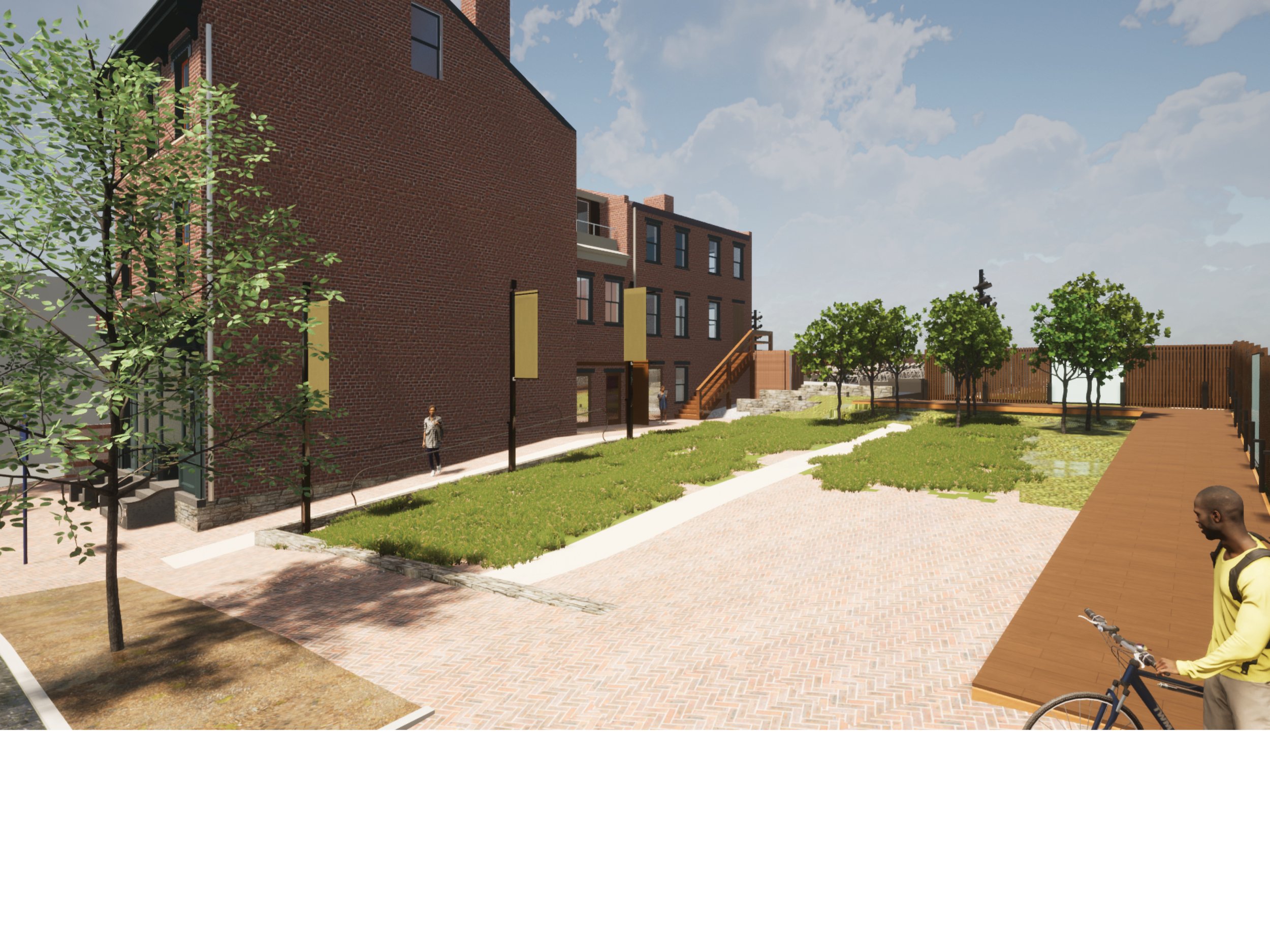 Rendering of proposed side yard at August Wilson House