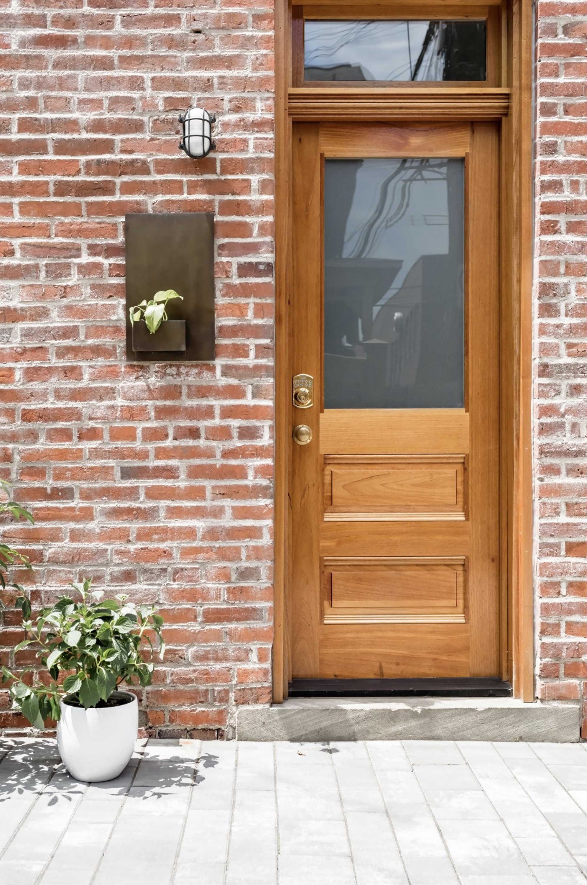 Detail photograph showing custom entry door