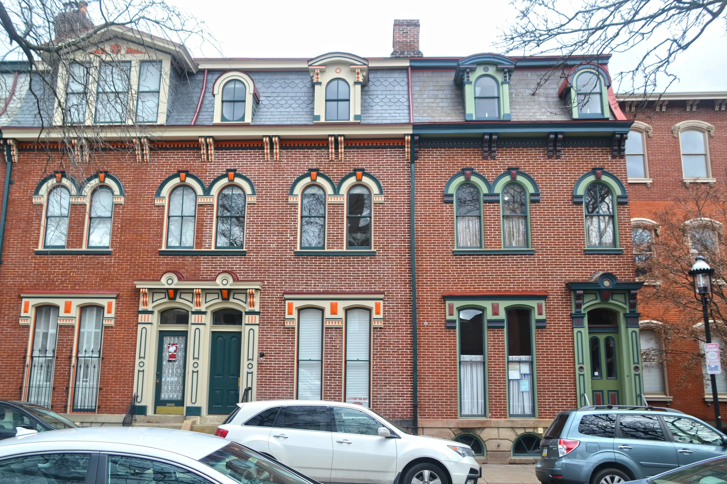 Exterior elevation of restored Nevin Row