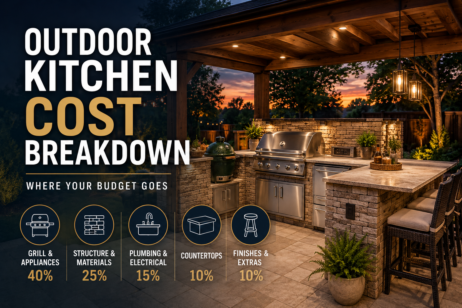 Outdoor Kitchen Cost Breakdown: What $20K, $40K, and $80K Actually Buy