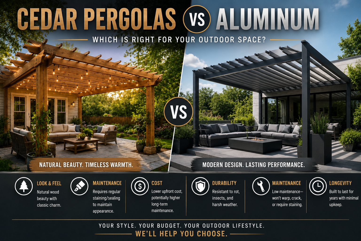 Cedar Pergolas vs Aluminum: Which Lasts Longer in the Carolina Sun?
