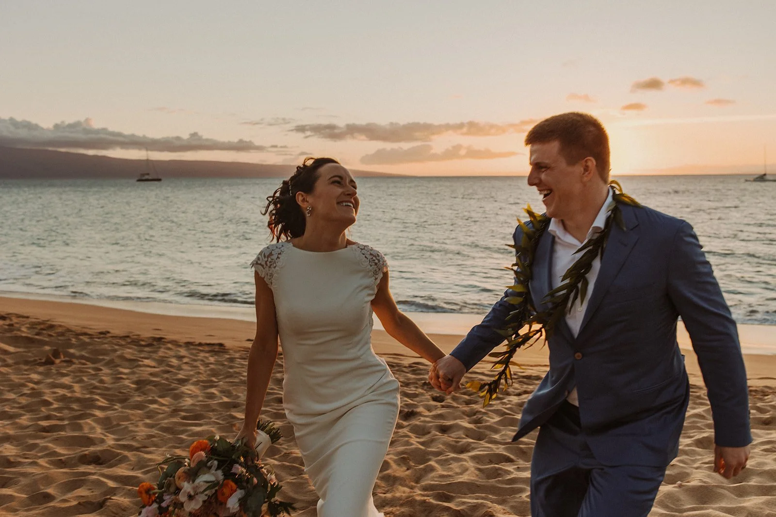 Wedding Couple Photos on the Beach at Sunset
