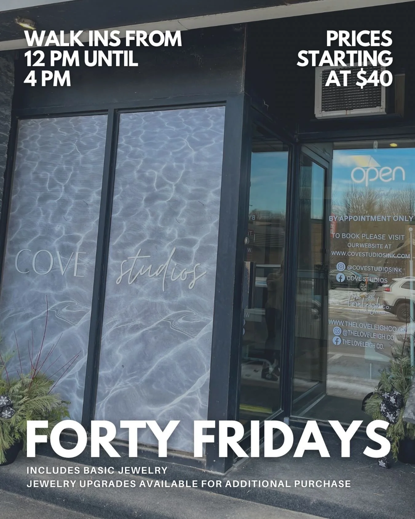 NEW WINTER FORTY FRIDAY HOURS!! 

With the days coming to an end a lot earlier, we&rsquo;ve decide to change our walk in hours to 12-4. 

We are open today and ready to give you the perfect Christmas bling ✨