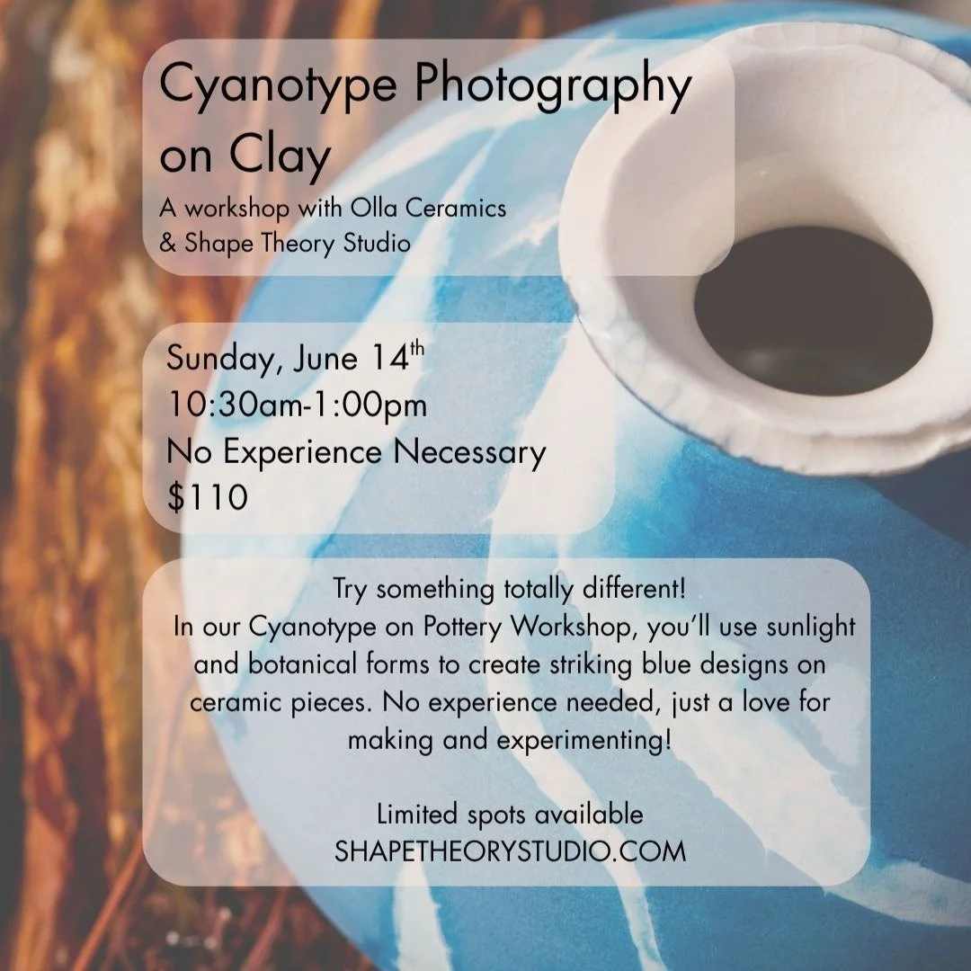 Sun prints on clay? Yeah, we&rsquo;re doing that. 💙

Join us for a hands-on Cyanotype on Pottery Workshop at Shape Theory Studio &mdash; where photography, surface design, and ceramics collide. In this beginner-friendly pottery workshop, you&rsquo;l