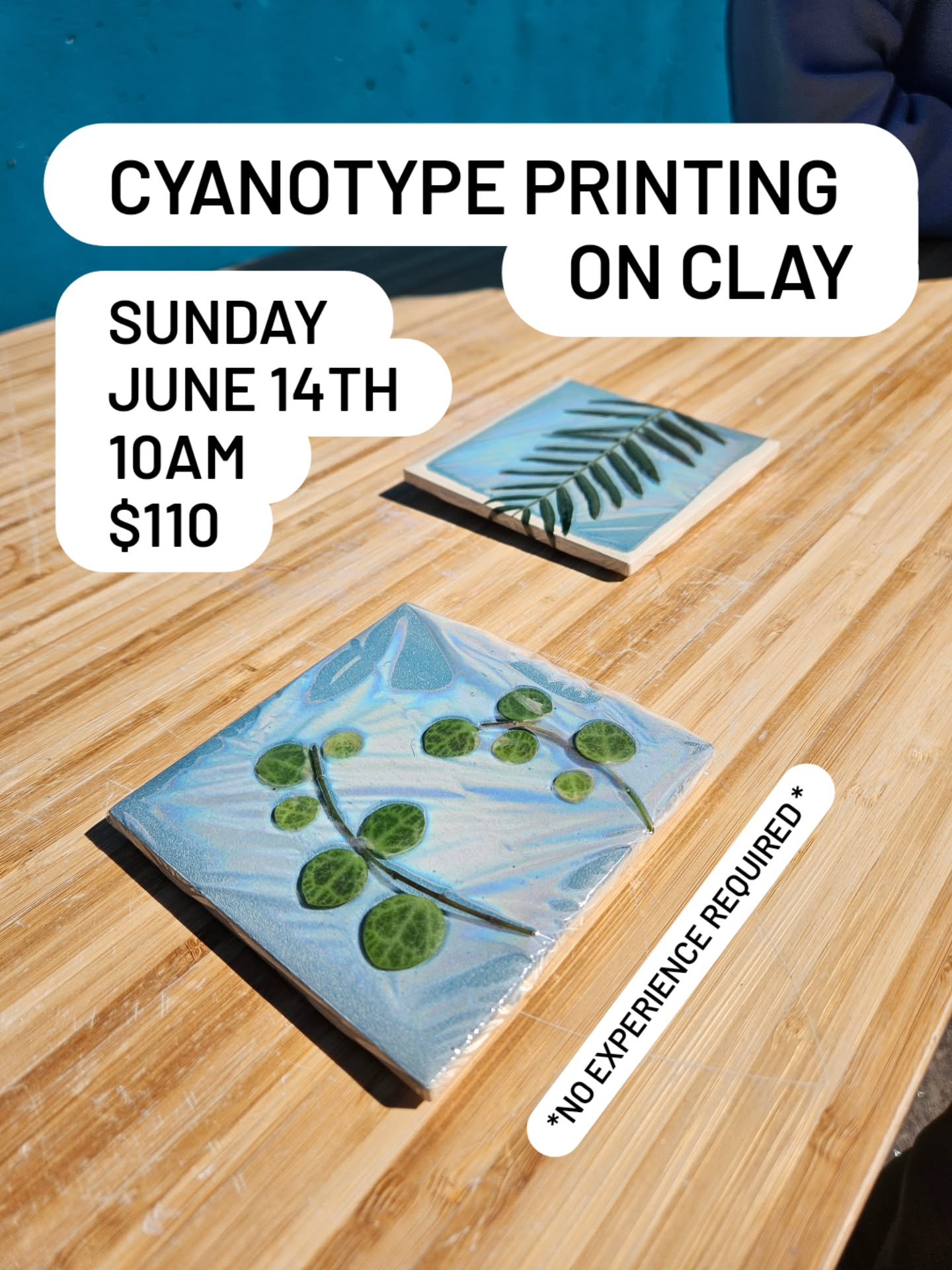 Join us for another workshop with Ari from @olla.ceramics. You learn the technique of printing with cyanotype solution and found objects on a piece of pottery. Our last workshop was so much fun! 

Come join us:
🏺Sunday June 14th
☘️10 am-12pm
🏵$110|