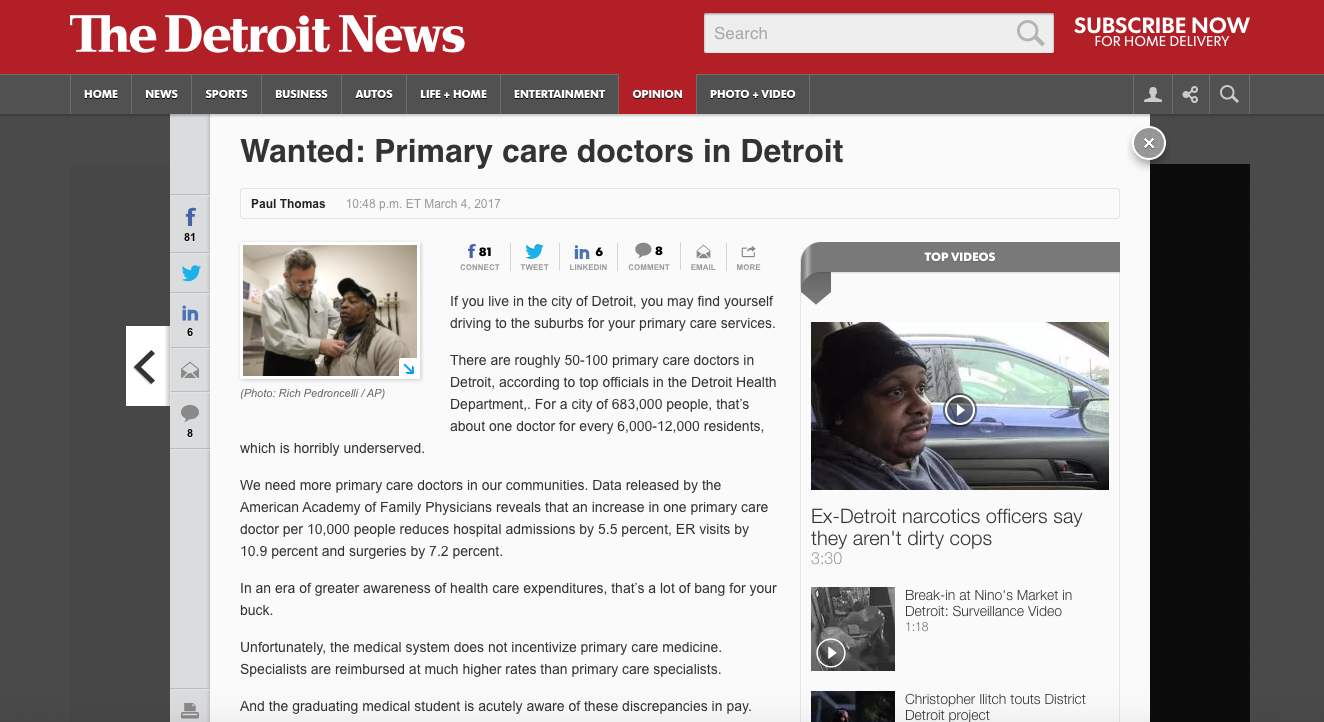 2017.03.05 Detroit News Opinion Plum Health DPC Primary Care.png