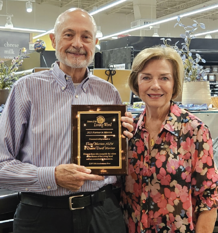 2025 Partners in Mission Award:
Elaine Warriner, ASLW & Deacon David Warriner for their Leadership in the Glass Half Full Project