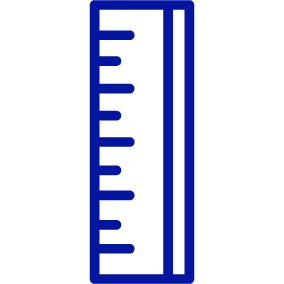 Règle de mesure verticale bleue.