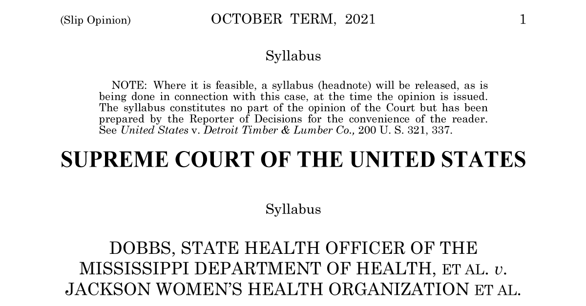 My Statement on Roe v. Wade